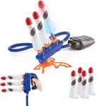 New Bounce Rocket Launcher for Kids - Adjustable 2-in-1 Jump Rocket Set - Includes a Sturdy Launch Pad and 4 LED Rockets - Soars Up to 150 Ft - Fun Kids Outdoor Toys (4 Pc Rocket Launcher)