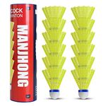 MANJHONG Nylon Badminton Birdies, Good Flight and Balance, Durable Shuttlecocks for Indoor Outdoor Playing, Yellow 12 Pack