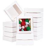 BENECREAT 16Packs 10.5x10.5x3cm Clear PVC Square Window Gift Boxes, White Kraft Paper Present Packing Boxes for Party Favor Treats, Cookies, Small Gifts or Crafts