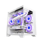 Ant Esports Crystal Z2 Mid-Tower Computer Case/Gaming Cabinet – White | Support Micro-ATX, Mini-ITX | Pre-Installed 3 ARGB Infinity Mirror Fans