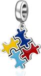 2024 Autism Awareness Charms fit Pandora My First Mothers Day Bracelet, 925 Sterling Silver Dangle Puzzle Piece Enamel Colorful Beads, Autismo Gift for Teacher/Mom/Girl/Boy/Child