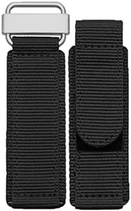 Hooxue 22mm/24mm Hook Loop Military Style band Adjustable-Length Velcro Nylon watch Strap Compatible with Panerai Bell & Ross watch (24mm, Black)