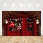 5x3ft Valentine's Day Backdrop for Photoshoot Red Wood Door Roses Photography Background Glitter Lights Floral Backdrop Red Hearts Decorations Lovers Portrait Booth Props Baby Shower Backgrounds