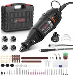 GOXAWEE Rotary Tool Kit with MultiPro Keyless Chuck and Flex Shaft -140pcs Accessories Variable Speed Electric Drill Set for Handmade Crafting Projects and DIY Creations