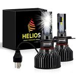 HELIOS H4 / HB2 Headlight Bulbs Led 18000 LM Super Bright Fan Cooling All In One Cool White Conversion Kit Hi/Lo (DC 9-30V) 6000K (36W x2) 30,000Hours over 200% Brighter, Braided Cable