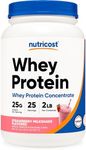 Nutricost Whey Protein Concentrate (Strawberry Milkshake) 2LBS - Gluten Free & Non-GMO