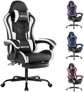 Gaming Chair with Footrest, Ergonomic Gaming Chair, Computer Chair with Lumbar Support, Head Rest, Height Adjustable PC Chairs with 360°-Swivel Seat for Office or Gaming, Black White