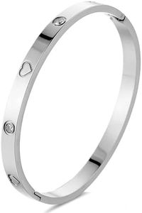 YAISZYW 18K Gold-Plated Cubic Zirconia Women's Bracelet, Stainless Steel Love and Friendship Bracelet, Mother's Day, Father's Day, Valentine's Day Gifts (Zircon+Core Silver)