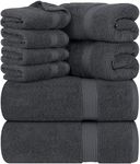 Utopia Towels 8 Piece Towel Set - 2 Bath Towels, 2 Hand Towels and 4 Washcloths Cotton Hotel Quality Super Soft and Highly Absorbent (Gray)