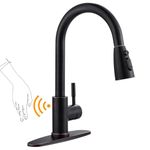 Touchless Kitchen Faucet Stainless Steel: WOWOW Smart Motion Sensor Kitchen Sink Faucet with Sprayer, Automatic Hand-Free Oil Rubbed Bronze Kitchen Faucet for Sink 1 or 3 Hole