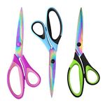 8.5" Scissors All Purpose, Multipurpose Scissors 3 Pack Bulk Ultra Sharp Blade Shears, Comfort-Grip Sturdy Scissors for School Office Home Sewing Fabric Craft Supplies, Right/Left Handed