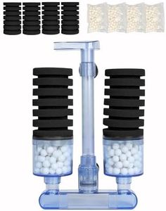 UPETTOOLS Aquarium Biochemical Sponge Filter, Ultra Quite Aquarium Air Pump Double Head Bio Sponge Fish Tank Foam Filter