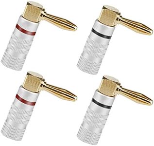 4PCS 90 Degree 24K Gold Plated Banana Cable Plugs, Right Angle Audio Jack Connector, Double Screw Lock, Speaker Cable Connector for Amplifier, HiFi, Receiver (2 Black and 2 Red)