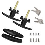 T-Handle for Truck Camper Shell Truck Cap Locking T-Handle with Dust Cover for Truck Canopy-2 Pack clockwise and Counter-clockwise with 4 Keys（Key Alike）