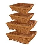 APACALI 4 PCS Wicker Bread Baskets, 30x30cm and 25x25cm Square Wicker Storage Baskets, Wicker Woven Bread Basket for Table, Fruit, Vegetables, Home, Restaurant