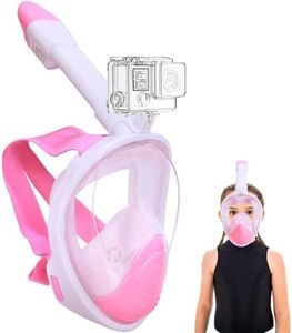 Wsobue Snorkel Mask for Kids,Full Face Diving Mask Anti-Fog, Anti-Leak Dry Top Snorkel Set for Children Aged 5-14 (White Pink XS for Kids)