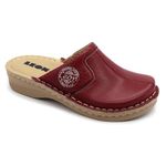 LEON 360 Leather Slip-on Womens Ladies Mule Clogs Slippers Shoes, Dark Red, EU 41, UK 7.5