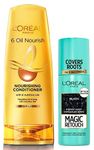 L’Oréal Paris Instant Root Concealer Spray, Ideal For Touching Up Grey Root Regrowth, Magic Retouch, 1 Black & 6 Oil Nourish Conditioner, 175Ml (With 10% Extra)