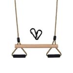 Wooden Trapeze Swing Bar with Gym Rings for Adults Children's Swing Set Indoor Outdoor Garden,Yard,Playground