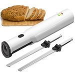 HYQNG Electric Carving Knife Bread Knife, Cordless Rechargeable Electric Bread Knife with 2 Serrated 8” Stainless Steel Blades & Safety Lock Trigger Release, Carving Meats, Poultry, Bread