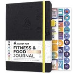 Clever Fox Fitness & Food Journal – Nutrition & Workout Planner for Women & Men – Diet & Gym Exercise Log Book with Calendars, Diet & Training Trackers - Undated, A5, Hardcover (Black)