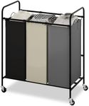 GarveeHome 3-Bag Laundry Sorter Cart, 120L Rolling Laundry Hamper with Lockable Wheels, 3 Section Large Laundry Basket Organizer for Dirty Clothes, Toys Storage Laundry Cart