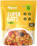 ALPINO High Protein Super Rolled Oats Honey 400g - Rolled Oats, Natural Peanut Butter & Honey – 15g Protein, No Added Sugar & Salt, Gluten-Free, Vegan – Peanut Butter & Honey Coated Oats