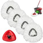 4 Pack Spin Mop Replacement Head with 1 Rotating Mop Base, EasyWring Mop Refills Compatible with Vileda Mop Replace Head, 100% Microfiber Mop Refill, Deep Cleaning Machine Washable and Easy to Replace