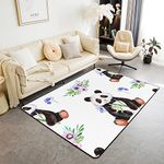 Panda Area Rug Floor Mat for House Home Decor Durable Indoor Accent Rug Mats Cute Pandas Floral Entrance Rug Soft Carpet for Laundry Bedroom Playing Room Entryway Bedroom 150 * 200cm