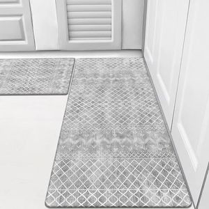 HEBE Anti Fatigue Kitchen Mat Set of 2 Non Slip Cushioned Kitchen Mats for Floor Waterproof Farmhouse Kitchen Rugs and Mats Set Comfort Standing Desk Mat Carpet for Sink,Office,Laundry