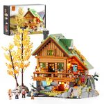 FUNWHOLE Mountain-Cabin House Lighting Building-Bricks Set - Friends Mountain House and Treehouse Collection LED Light Building Set 2255 Pcs for Adults and Teen