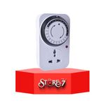 STORE77® 24 Hour Plug-in Mechanical Timer Automatic Power Off Smart Timers Socket Grounded Aquarium, Grow Light, Hydroponics, Pets, Home, Kitchen, Office, Appliances White