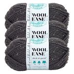 Lion Brand Yarn Wool-Ease Thick and Quick Yarn Yarn with Wool, Convenience, Thick, Soft and Bulky Yarn for Knitting, Crocheting and Crafts, Graphite, Pack of 3