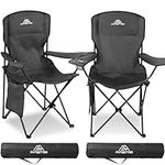 Vivo Technologies Set of 2 Camping Chair Lightweight Folding Portable Camping Chair with Cup Holder and Side Pocket 120kg Capacity for Outdoor, Fishing, Picnics, Travel Black