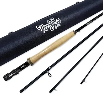 Moonshine Rod Co. Fly Fishing Rod with Carrying Case and Extra Rod Tip Section, Slow-Medium-Fast Action, The Phantom (9'0" x 8wt)