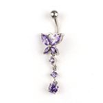 Changeshopping(TM) Crystal Butterfly Dangle Ball Barbell Bar Belly Button Navel Ring (Purple)