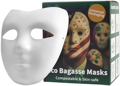 Lxins ECO Paper Mache Blank Full Face Masks for Crafts, 14 Pack Paintable White DIY Masks, Assorted 2 Styles for Art Projects, Classroom & Party Activities