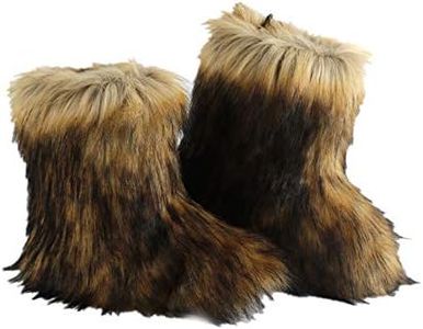 LVCOMEFF Kid Girl Boy Toddler Faux Fur Snow Boot with Fur Lining Winter Warm Outwear Furry Fluffy (brown, numeric_10)