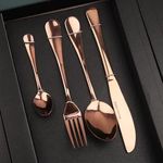 Premium 24 Pcs Rose-Gold Stainless Steel Flatware Set, Tableware Cutlery Set, Utensils for Kitchens, Dishwasher Safe(Fork+Knife+Salad Spoon+Tea Spoon)