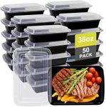 50 Pack Meal Prep Containers with Lids 38oz - Plastic Food Storage Containers with lids - Disposable Take out Containers with Lid for Meal Prep - BPA Free, Microwave/Dishwasher/Freezer Safe