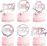 6-Pack Rose Gold Birthday Cake Topp