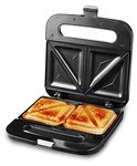 Elite Gourmet ESM-2207SS# Stainless Steel Sandwich Panini Maker Grilled Cheese Machine Tuna Melt Omelets Non-stick Cooking Surface, 2 Slice, 750 Watts, Stainless Steel