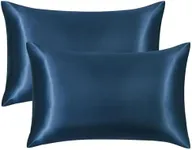 EHEYCIGA Satin King Pillow Cases Set of 2, Soft Pillowcases for Hair and Skin Similar to Silk, Indigo Blue Pillow Case 2 Pack with Envelope Closure, 20X40 Inches