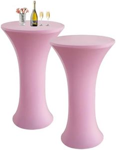 Cocktail Spandex Round Tablecloth, 2 Pack 24"x43" Highboy Fitted Stretch Cocktail Table Covers High Top Table Cloth for Banquet Wedding Bar Party - Pink