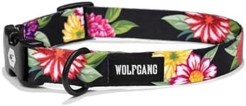 Wolfgang Adjustable Dog Training Collar, for Large Dogs, Durable & Easy to Clean Nylon Dog Collar with Quick Clip Buckles, For Training & Daily Use Made in USA, DarkFloral Print, (1 Inch x 18-26 Inch)