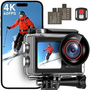ODDV 4K60FPS 30MP Action Camera with Front LCD and Touch Rear Screens, Underwater Camera with 64GB Memory Card, 132FT Waterproof Camera, EIS, 5X Zoom, WiFi Remote Control（Black）