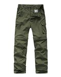 Kids' Cargo Pants, Boy's Casual Outdoor Quick Dry Waterproof Hiking Climbing Convertible Trousers, Army Green, 6 Years