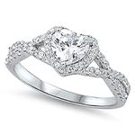 Heart Clear CZ Halo Promise Ring .9