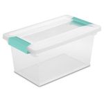 Sterilite Plastic Medium Clip Stacking Storage Box Container with Latching Lid for Home, Office, Workspace, and Utility Space Organization, 12 Pack