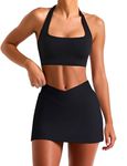 OZICERD Tennis Skirt Two Piece Skirt Sets for Women 2 Piece Skirt Set Going Out Golf Mini Skort Athletic Dress Workout Set Black M